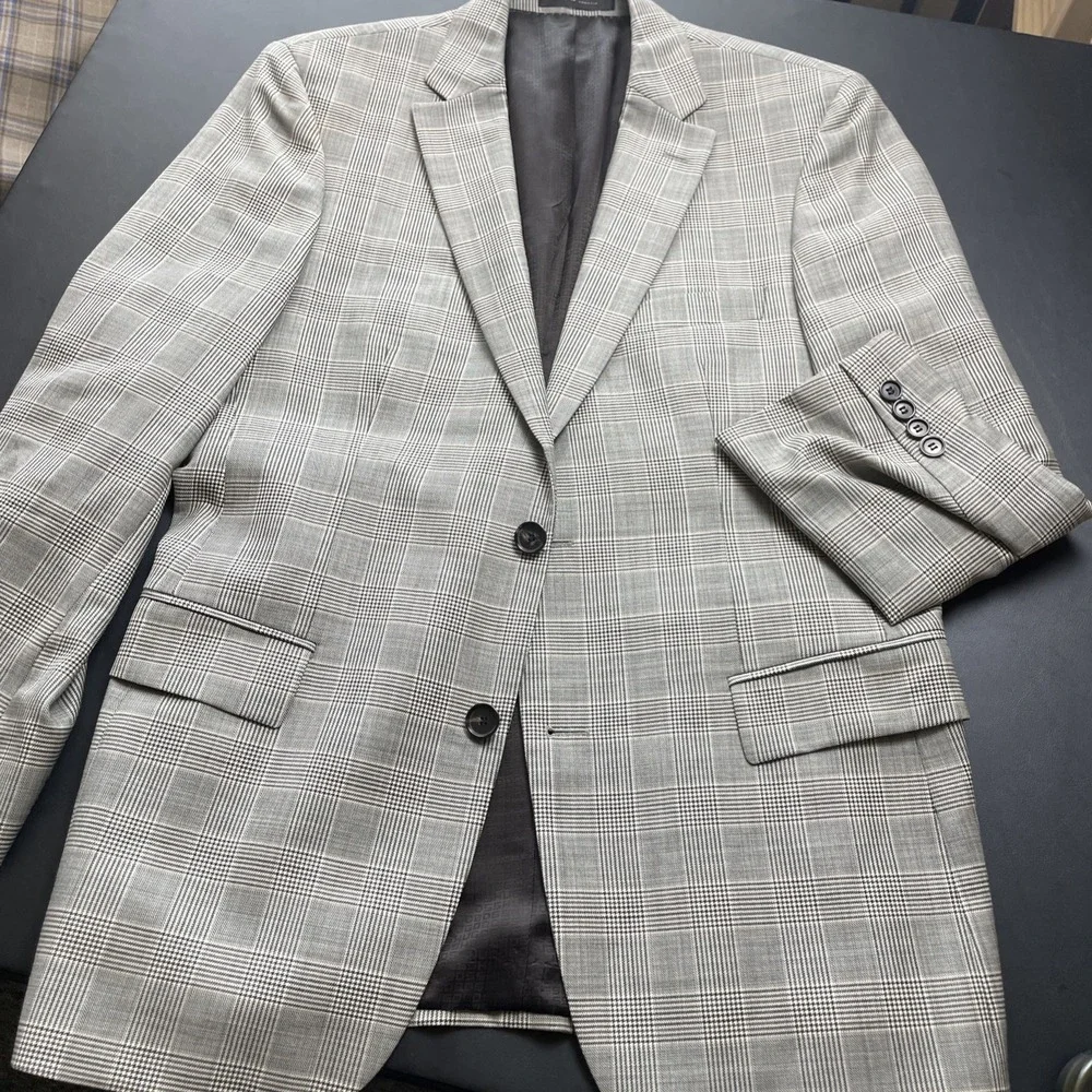 Hugo Boss Lanificio Tesse Biella 40S Wool Glen Plaid Houndstooth Pasini 2 Blazer
